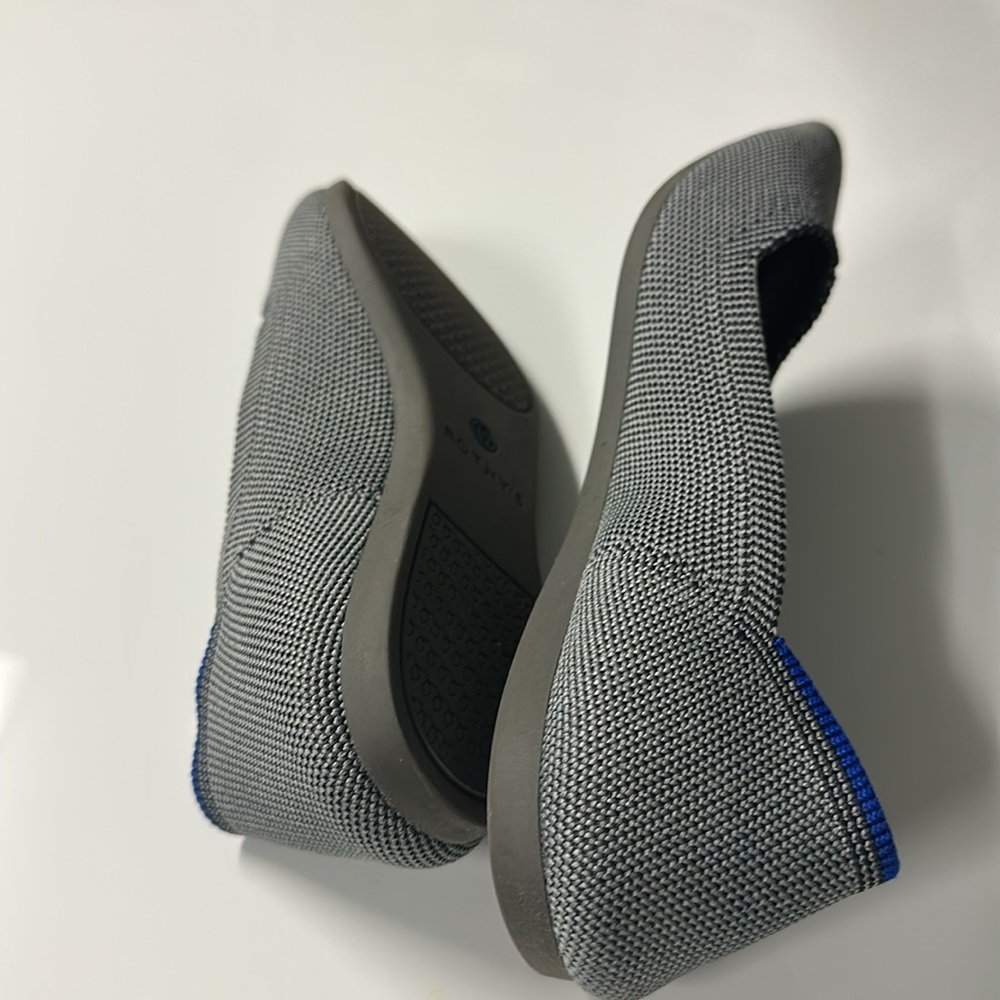 Rothy's Pointed Toe Flats in Charcoal Gray with Blue Trim - Picture 13 of 16